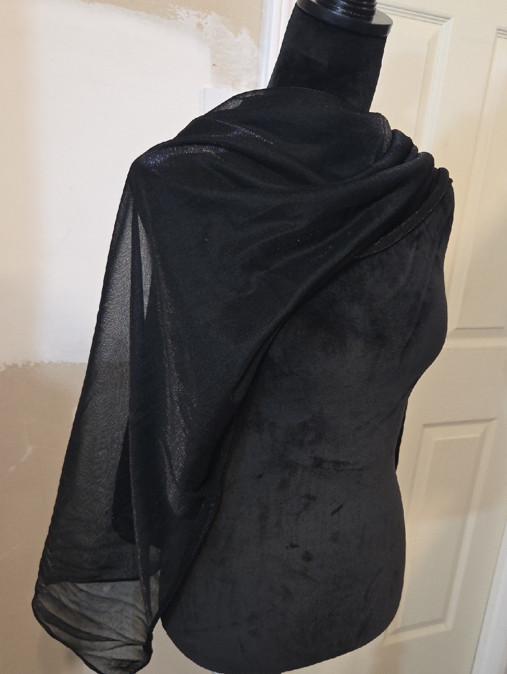 Cejon Sheer Black Evening Shawl Wrap Shimmer